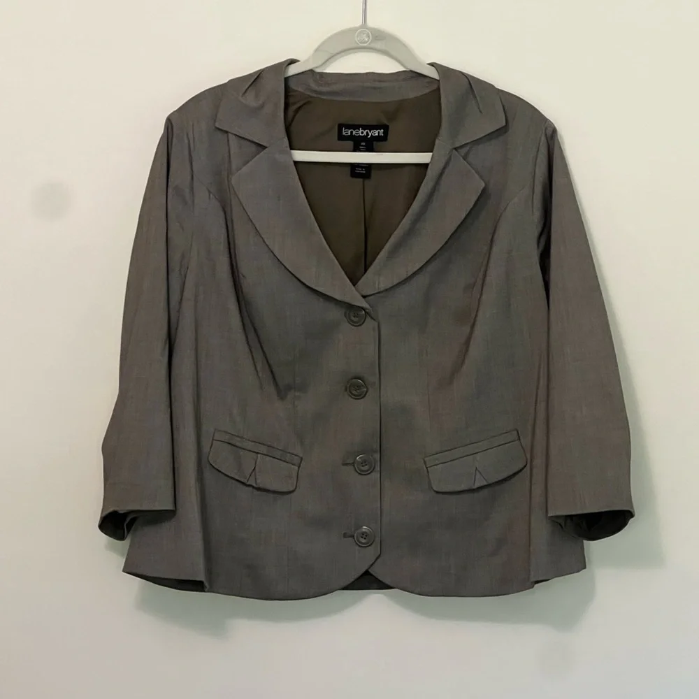 Lane Bryant Elbow-Length Suit Set | Taupe - Picture 2 of 16